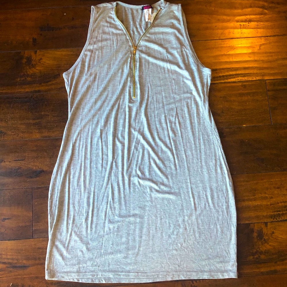 ❌SOLD❌ NEW! Gray ribbed Tank Dress w/ Zipper ✨ - Picture 1 of 2